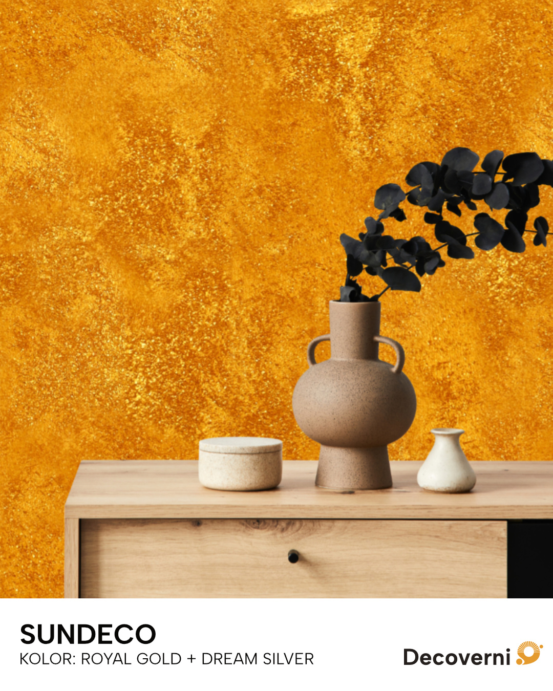 Wizualizacja ściany pomalowanej Decoverni Sundeco Royal Gold plus Dream